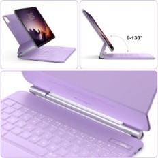 Goojodoq tastatur til iPad Pro 11, iPad Air5, A1895 Pro, lilla