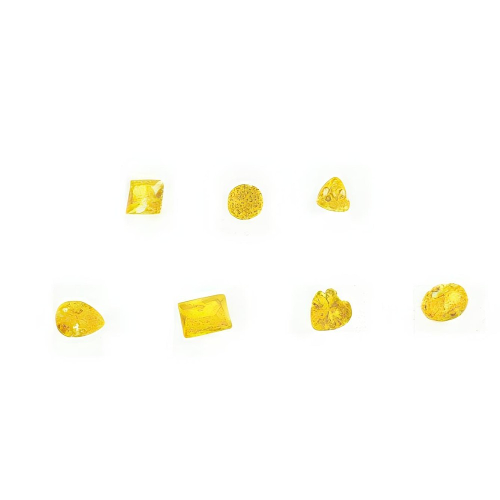 Kunststeen DIY 2x3 ~ 13x18mm, Gold Cubic Zirconia, Set van 7 verschillende vormen