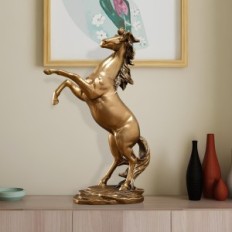 Golden statuette horse 295 mm, golden horse statuette, horse on heels