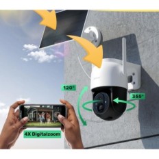 JEEBER CQ01 Caméra de surveillance, 2K, avec panneau solaire, WiFi, IP65