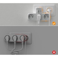 Tessan TS-323-C, 3600W Max väggförlängningssladd, 3 uttag, 1 USB, 2 USB C