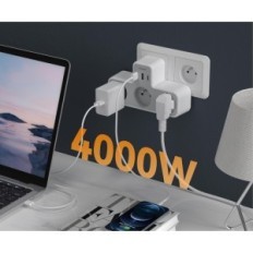 TESSAN TS-323-C, 3600W MAX Stěnová prodlužovací šňůra, 3 zásuvky, 1 USB, 2 USB C