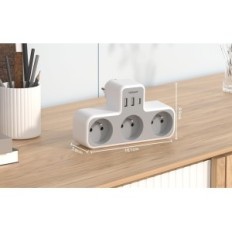 TESSAN TS-323-C, 3600W MAX sienas pagarinātājs, 3 kontaktligzdas, 1 USB, 2 USB C