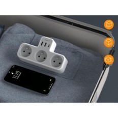 Tessan TS-323-C, cabo de extensão de parede máxima 3600W, 3 soquetes, 1 USB, 2 USB C