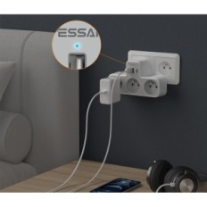 Tessan TS-323-C, 3600W MAX Sienų prailginimo laidas, 3 lizdai, 1 USB, 2 USB C