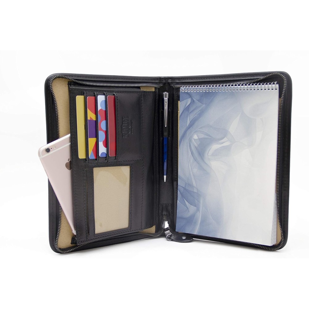 Briefcase per conferenza Noda A5 Vegan Brown Black Elegante organizzatore per documenti e note