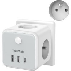 Tessan Power Plug 3 Extension Card 3 Typ F, TS-301-DE-C, 2500W Max, Grå