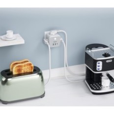 Tessan Power Plug 3 Cartão de Extensão 3 Tipo F, TS-301-De-C, 2500W Max, Cinza