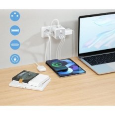 Tessan maitinimo kištukas 3 pratęsimo kortelė 3 TIPAS F, TS-301-DE-C, 2500W Max, pilka