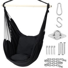 Hanging chair Ohuhu up to 150 kg, a set of ceiling hooks, black color