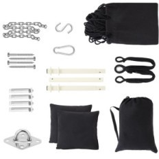 Sedia sospesa OHUHU fino a 150 kg, un set di ganci a soffitto, colore nero