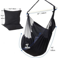 Hanging chair Ohuhu up to 150 kg, a set of ceiling hooks, black color