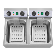 Friteuse électrique professionnelle réglable TIMER 230 V 2 x 3200W 2 x 10 L