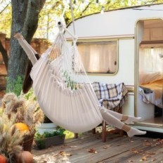 Hängender Stuhl Ohuhu, 2 Kissen, eine Reihe von Deckenhaken, 150 kg, beige