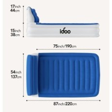 Materasso gonfiabile IDOO MODELLO AIR MODELLO I-C-031, 190X137X38, BLU