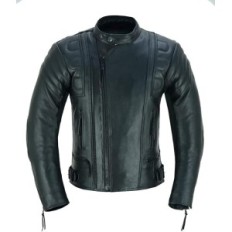 Männer Motorradjacke, Leder, mit CE-Beschichtung MBJ-08A, Schwarz, Größe l