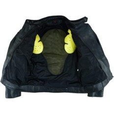 Giacca da moto da uomo, pelle, con rivestimento CE MBJ-08A, nero, taglia L