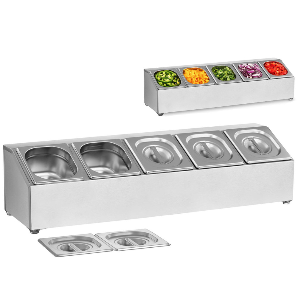 Ēdināšanas veikali Stand 5 X GN1 / 6 + 5 X konteineri