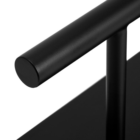 Reposapiés para peluquería L008B negro — detalle del reposabrazos