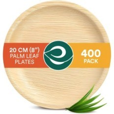 Placas de almas e eco redondas, 20cm, compostadas de folhas de palmeira, 400 peças.