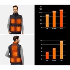 Mænds Heating Vest Sevdea 16000mAh 7,4V, XXL størrelse, sort