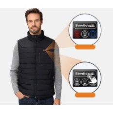 Menns oppvarming Vest Sevdea 16000mAh 7,4V, XXL Størrelse, Svart