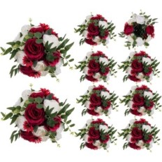 Floral kompositsioonid Bloson, 10 tükki, 24 cm, Burgundia-valge