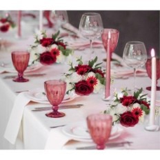 Gėlių kompozicijos blomons, 10 vienetų, 24 cm, bordo balta