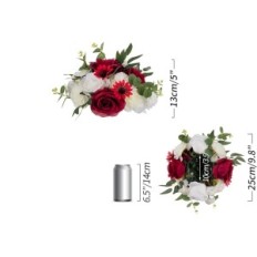 Blomsterkompositioner Blosmon, 10 stk., 24 cm, burgundy-hvide