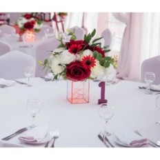 Blomsterkompositioner Blosmon, 10 stk., 24 cm, burgundy-hvide