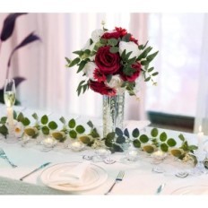 Blomsterkompositioner Blosmon, 10 stk., 24 cm, burgundy-hvide