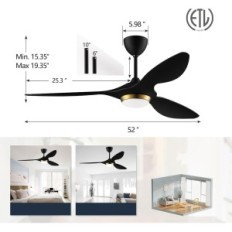 Takfläkt REIGA YFT-7062 med LED-belysning, 132cm