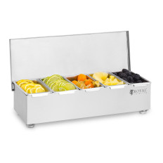 Barmaincontainers voor accessoires voor roestvrijstalen dranken 5 stks + behuizing