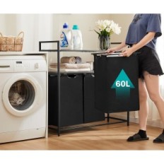 Youdenova YDLD064-2, 3 x 60 L underwear basket, 103 x 38 x 100 cm, black