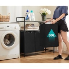 Youdenova ydld064-2, 3 x 60 l košara donje rublje, 103 x 38 x 100 cm, crno