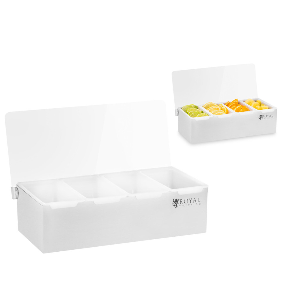 Conteneurs de barman en polypropylène pour les garnitures de cocktails 4 pièces + Boîtier