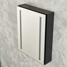 Baderomsskap Plumbsys, LED-belysning, 50x65cm, svart farge