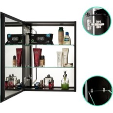 Baderomsskap Plumbsys, LED-belysning, 50x65cm, svart farge