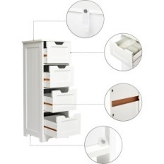 Mondeer H1071BC04WT-Schrank mit 4 Schubladen, 30 x 30 x 82 cm, weiß