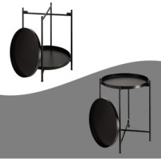 Round table Hollyhome, metal, 2-level, 37x37x50 cm, black