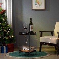 Round table Hollyhome, metal, 2-level, 37x37x50 cm, black