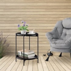 Tavola rotonda Hollyhome, Metallo, 2 Livello, 37x37x50 cm, Nero