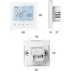 Termostat BEOK TDR89W-WIFI-WPB Smart WLAN, med LCD-skærm 3A, hvid