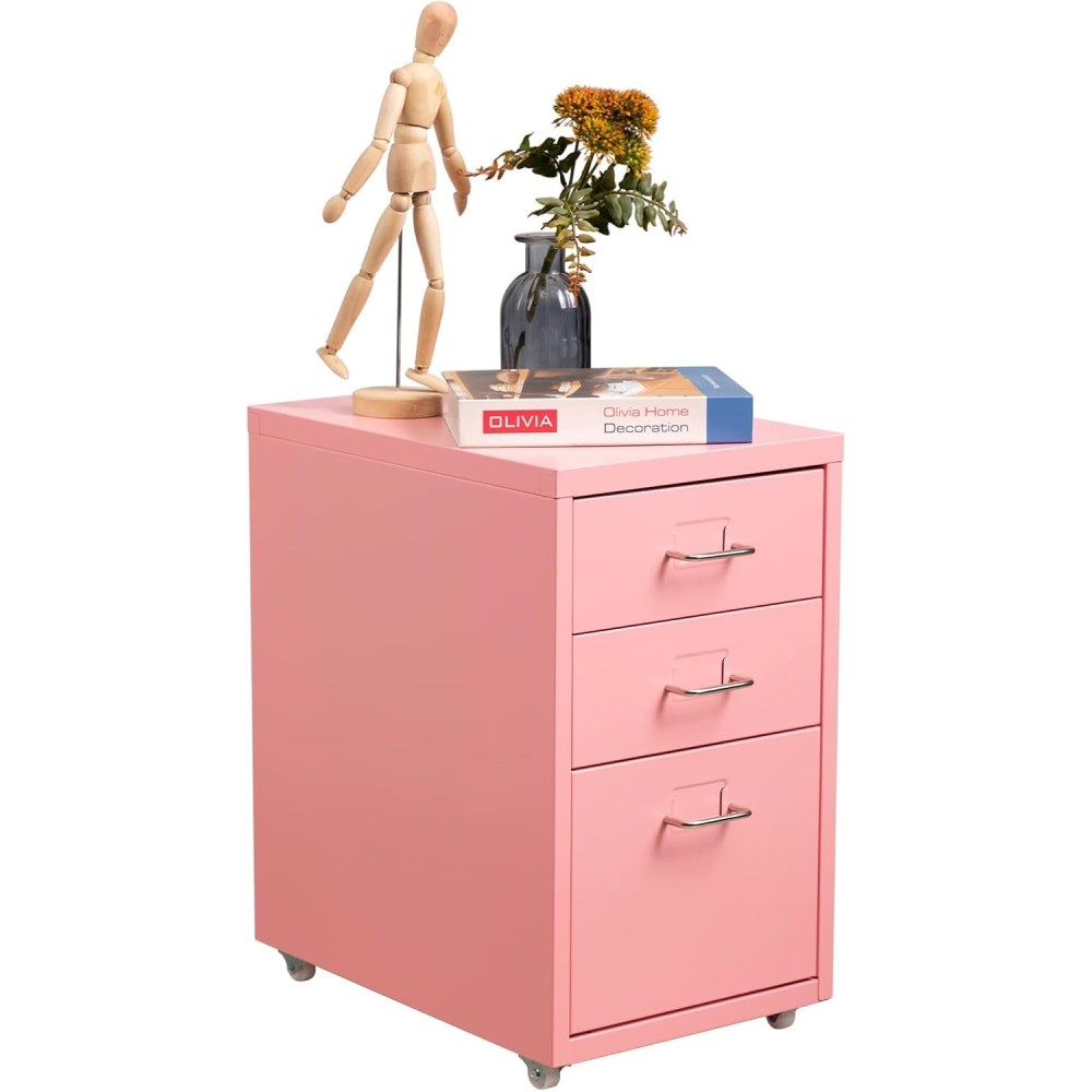 Bærbare Hollyhome dokumenter, 3 skuffer, pink