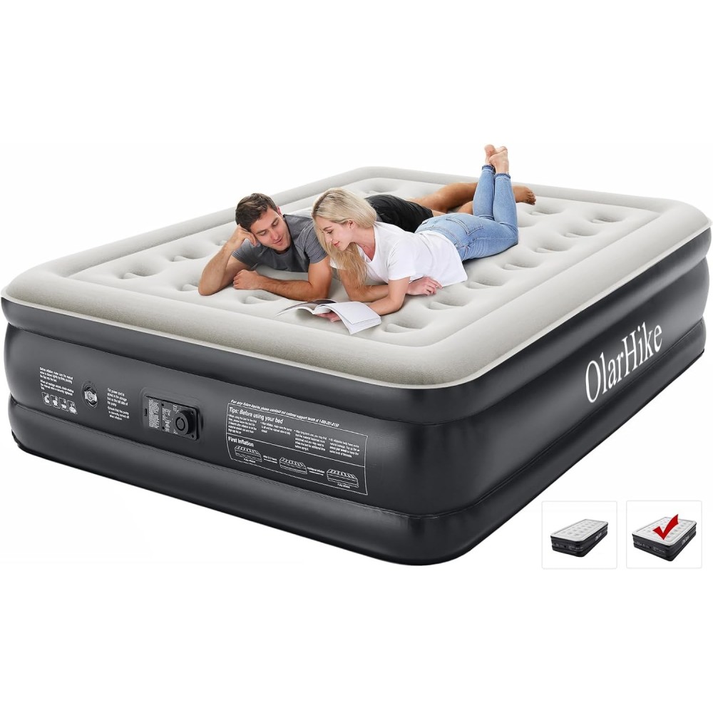 Alarhike inflatable mattress with a built-in electric pump, 203 x 152 x 46 cm