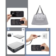 AlarHike Oppblåsbar madrass med en innebygd elektrisk pumpe, 203 x 152 x 46 cm