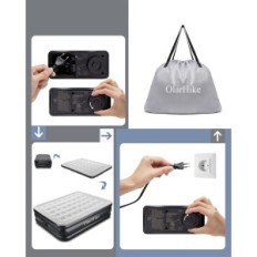 AlarHike Oppblåsbar madrass med en innebygd elektrisk pumpe, 203 x 152 x 46 cm