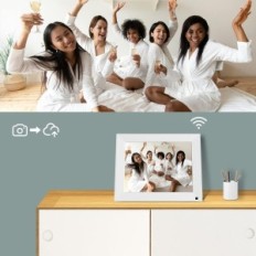 BSIMB WIFI 9 tommers digital ramme, med IPS berøringsskjerm, 32 GB, hvit