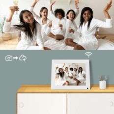 Digitális keret BSIMB WiFi 9 hüvelyk, érintőképernyős IPS, 32 GB, fehér