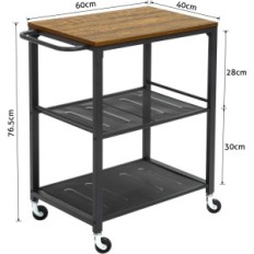 Carrello da serving di Aerveil su ruote, 60 x 40 x 78,5 cm, struttura in metallo